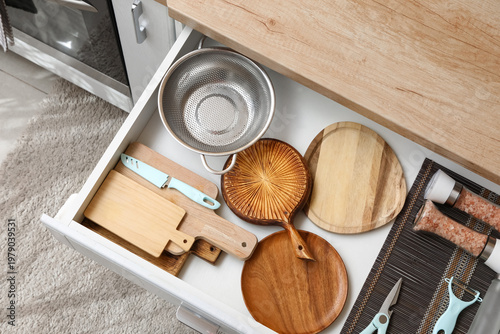 Open drawer with different ...