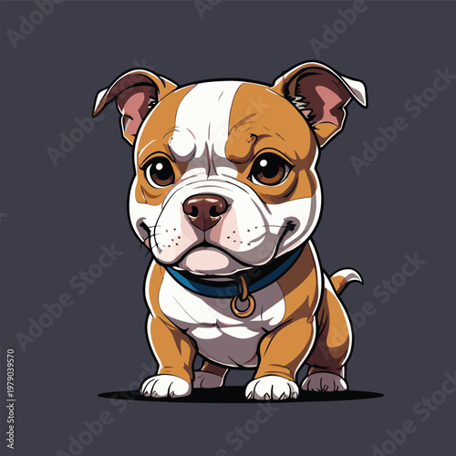 vector image of a cute angry pitbull