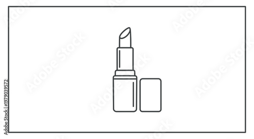 Minimalist Lipstick Icon, Beauty Product Outline, Makeup Cosmetic Symbol