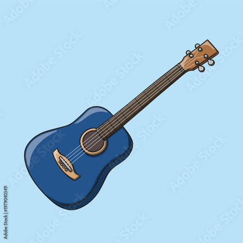 Blue Acoustic Guitar Illustration