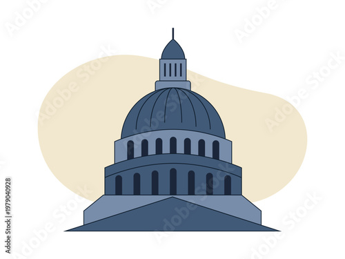 Capitol dome icon. Politics icon. Flat vector icon concept.