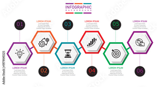 Minimal infographic template with line icons, modern business data visualization, clean layout design, workflow steps diagram, presentation background, corporate marketing chart vector