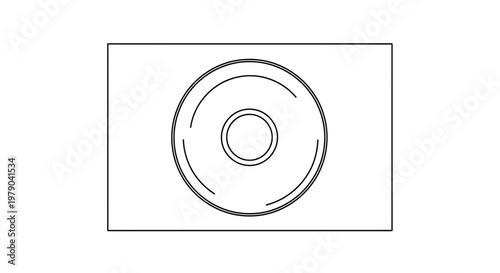 Minimalist CD or DVD Disc Icon, Simple Circle Graphic Design, Technology Concept