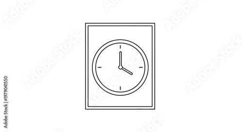 Minimalist Clock Icon, Time Concept, Simple Line Art Design