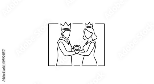 King and Queen holding heart symbol, royal couple, love, unity, partnership, royalty