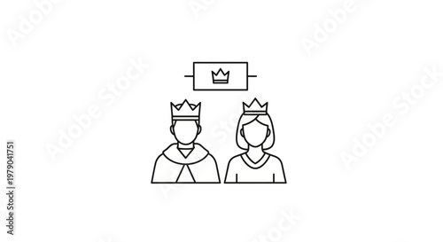 King and Queen Icons with Crown Symbol