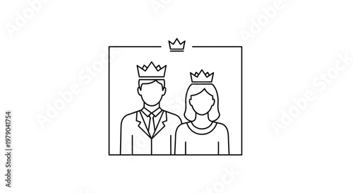 King and Queen Icons Representing Royalty, Power, and Leadership