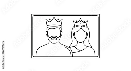 King and Queen Portrait Outline Icon