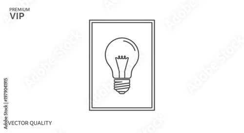 Light Bulb Icon in Rectangle Frame - Symbol of Idea, Innovation, and Creativity