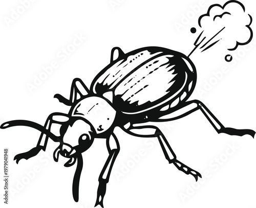 Line art vector illustration of a bombardier beetle