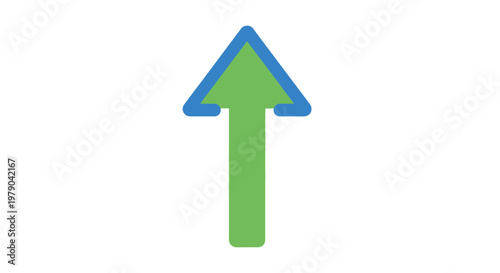 A green and blue upward pointing arrow.