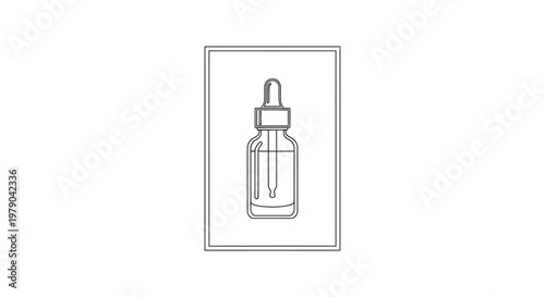 Dropper Bottle Icon Outline, Serum or Essential Oil Container, Minimalist Beauty and Skincare Graphic