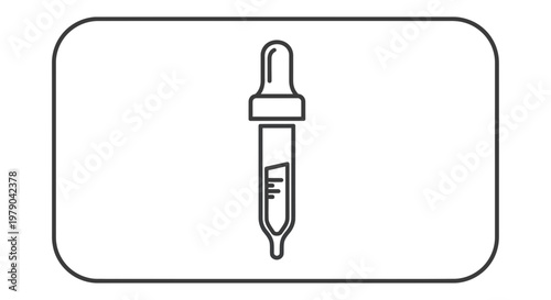 Dropper with liquid inside, scientific pipette icon, laboratory equipment, simple line art