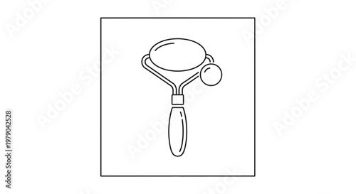Facial Roller Beauty Tool Icon Line Art - Skincare and Wellness Concept
