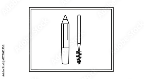 Eyebrow Pencil and Brush Icon: Makeup Tool for Beauty and Cosmetics