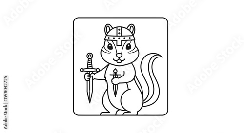 Cute Warrior Squirrel Holding Swords and Wearing Helmet