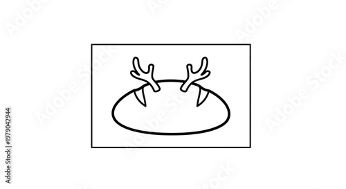 Cute cartoon bread loaf with reindeer antlers, funny holiday food illustration