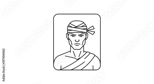 Warrior Headband Man Icon Outline Illustration