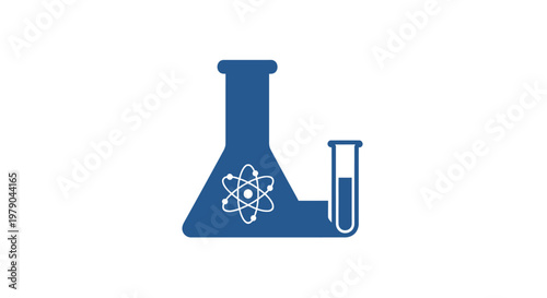 A symbolic depiction of scientific exploration and research with laboratory glassware equipment