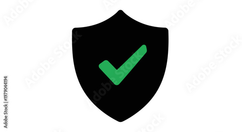 A symbolic representation of security, protection, and verification, a shield with a check mark