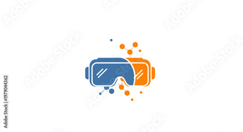 Virtual reality goggles icon with particles.
