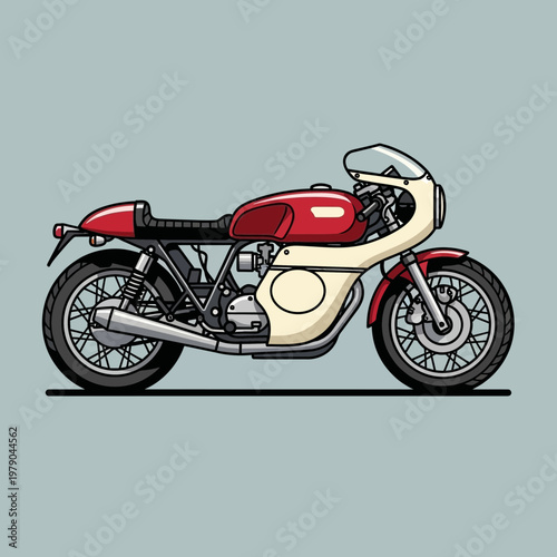 Vintage Cafe Racer Motorcycle Illustration