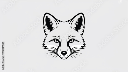 A minimalist black and white fox head design on a plain background