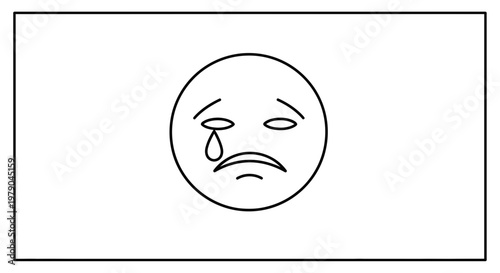 Sad crying face emoji icon, illustration of sadness and despair