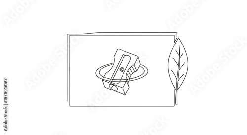 Pencil Sharpener Rotating with Leaf and Paper - Back to School Concept