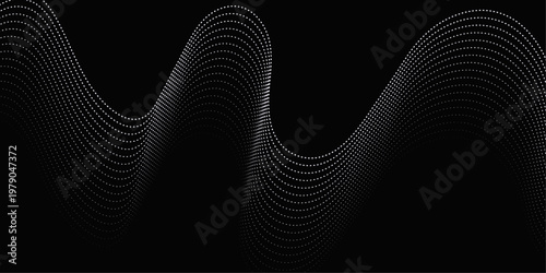 Vászonkép Futuristic abstract black background vector illustration featuring blue light wa