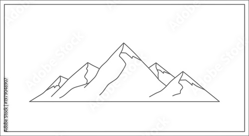 Minimalist Mountain Range Outline Vector Graphic