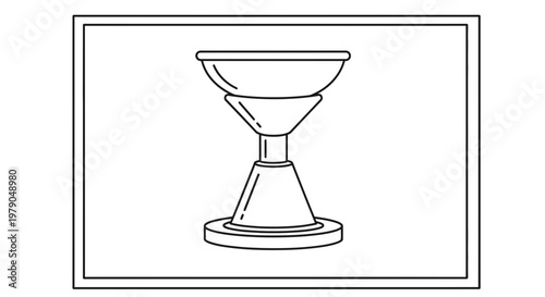 Minimalist Outline Drawing of a Trophy Cup on a Pedestal
