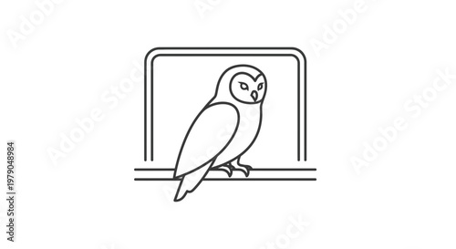 Minimalist Owl Icon on Laptop Screen