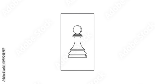 Minimalist pawn chess piece outline on a white background, strategic game icon