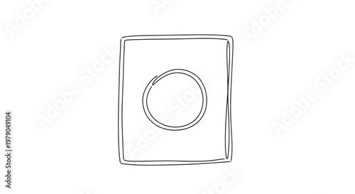 Minimalist Washing Machine Icon, Simple Line Art Laundry Appliance Symbol
