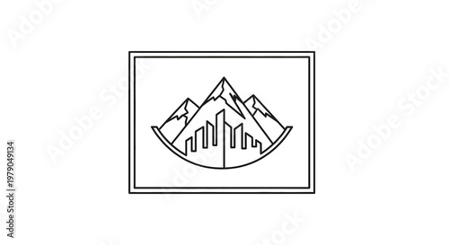 Modern City Skyline with Majestic Mountain Peaks Behind