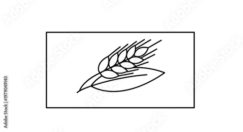 Minimalist Wheat Ear Icon - Organic Food and Agriculture Symbol