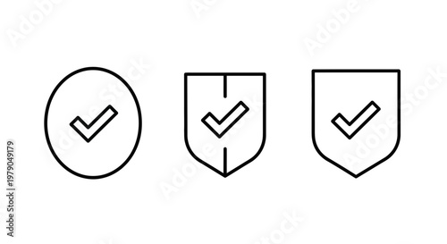 Фотография Three black line icons representing security validation and trustworthiness with