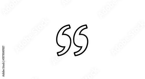 Minimalist black and white illustration of double quotation marks on a white background