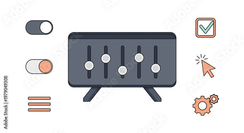 Gray control panel with buttons.