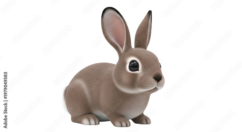 Fototapeta premium 3D Rendering of a Cute Brown Rabbit