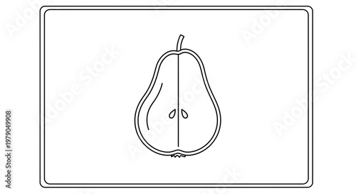 Pear Slice Outline Icon: Healthy Fruit, Food Ingredient, Simple Vector Illustration