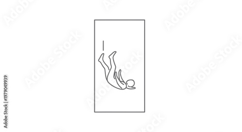 Person Falling Down Inside Rectangular Frame, Abstract Concept of Failure or Crisis