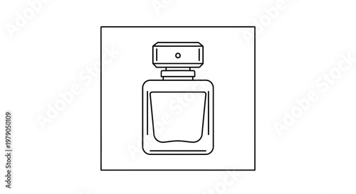 Minimalist Perfume Bottle Icon, Elegant Fragrance Container Outline
