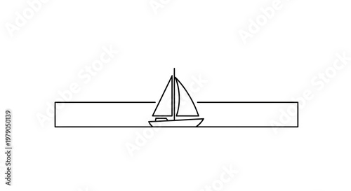Minimalist Sailboat on Water with Abstract Horizontal Bar - Clean Design