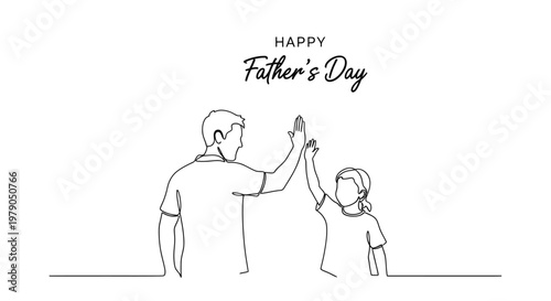Minimalist Illustration Celebrating Father?s Day with a Heartwarming High-Five