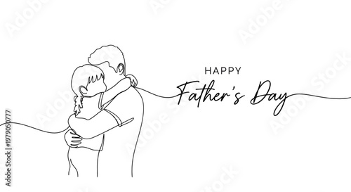 Heartfelt Father's Day Illustration Depicting a Touching Embrace Between a Father and Child