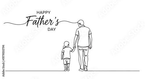 Minimalist line drawing celebrating fatherhood on Father's Day emphasizing connection and familial bond phenomena