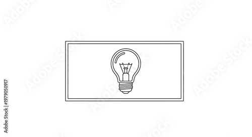 Minimalist light bulb icon on white background, representing ideas and innovation
