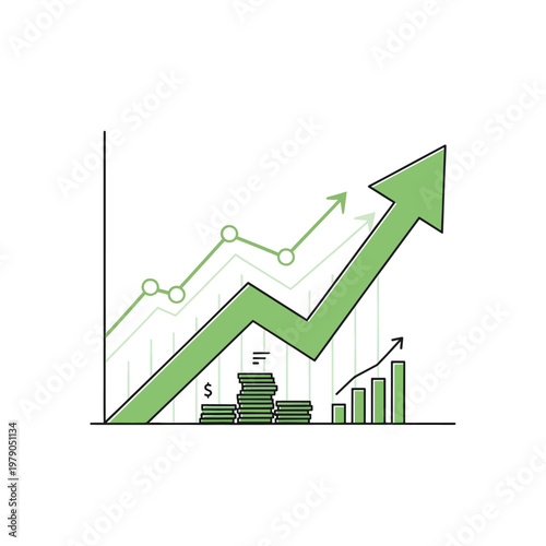 Green arrow graph showing financial growth.